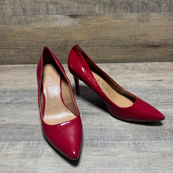 Calvin Klein Kamari Red Pointed Toe Pumps Women's Size 10 - Picture 6 of 7